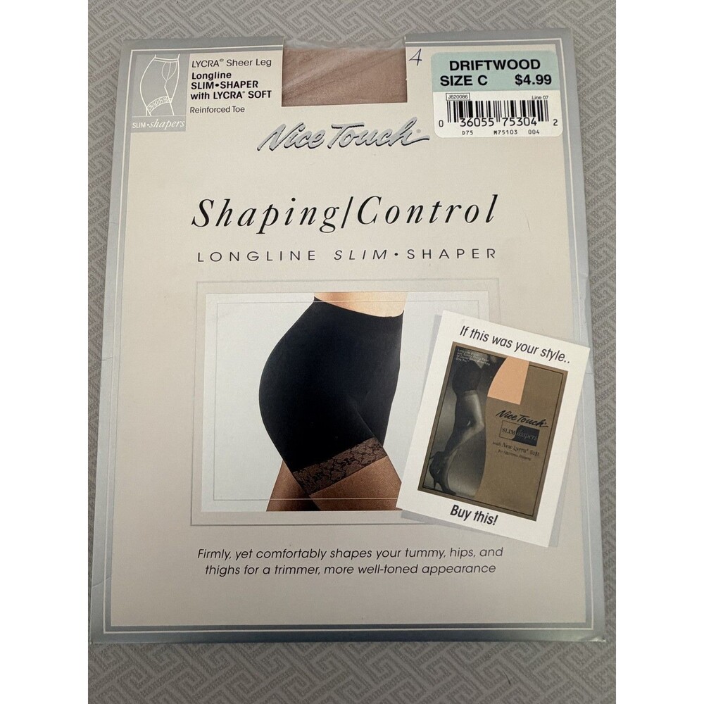 Color: Driftwood Size C Longline Slim Shaper Pantyhose Sheer LYCRA by Nice Touch